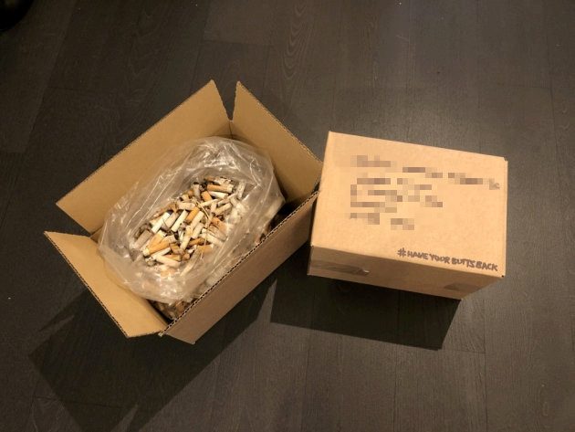 Man collects over half a million cigarette butts & posts them back to tobacco companies