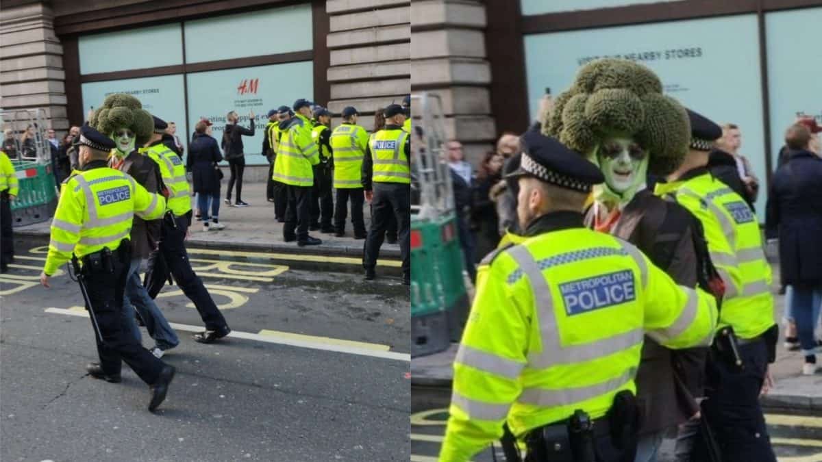 Man dressed as broccoli arrested at Extinction Rebellion protests