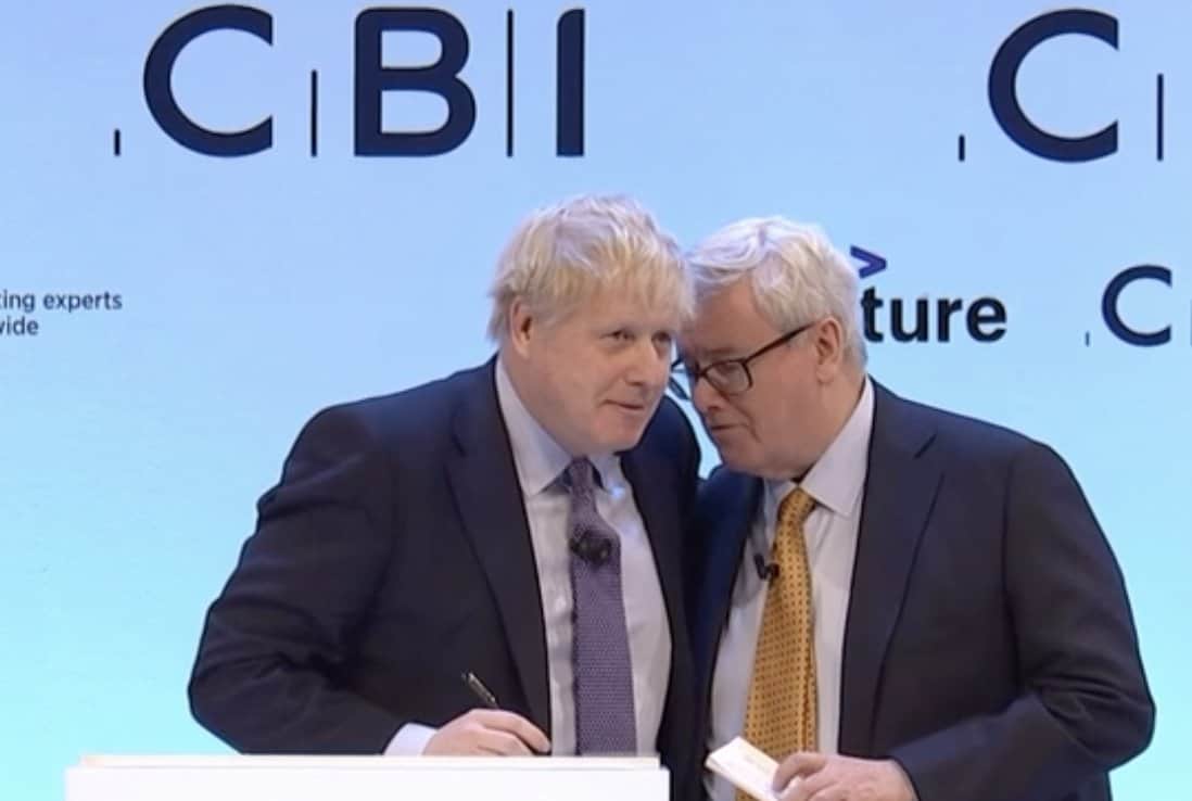 CBI caught whispering words of support to Johnson during Q&A