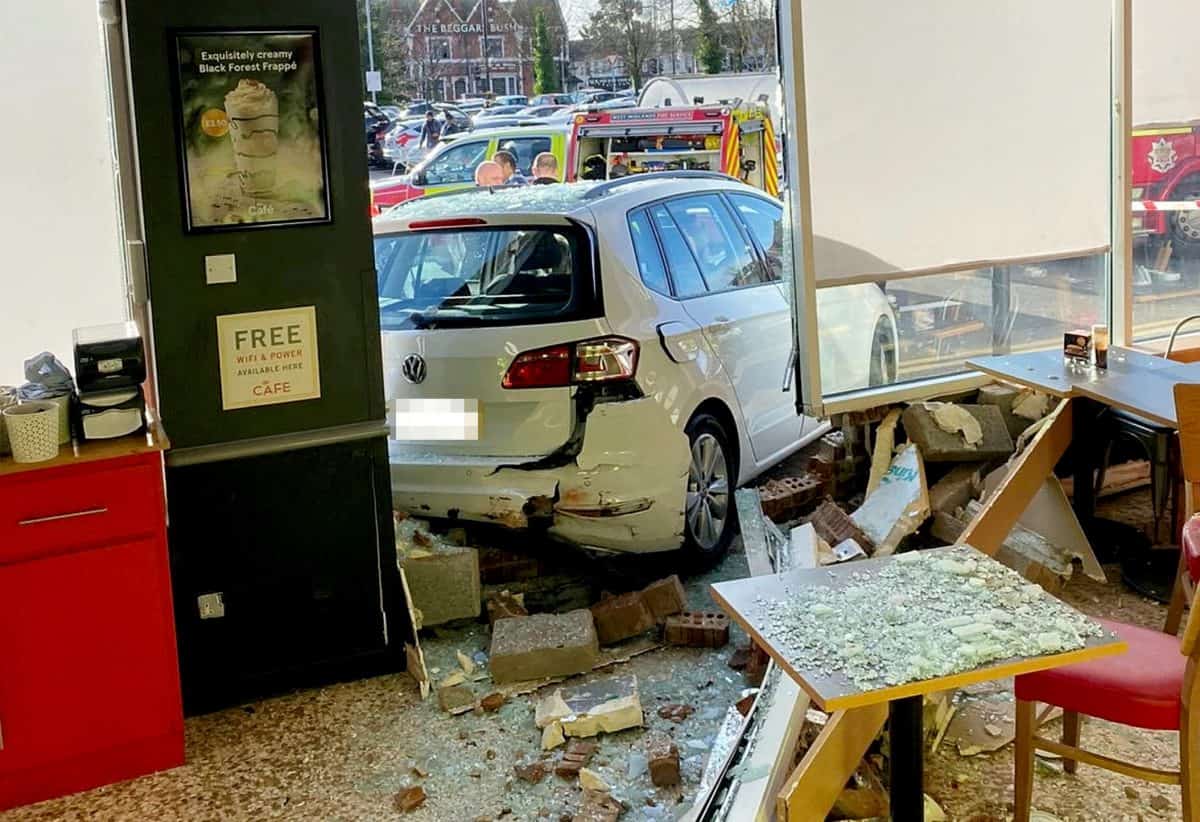 Elderly driver reverses through window of Tesco cafe packed with Christmas shoppers