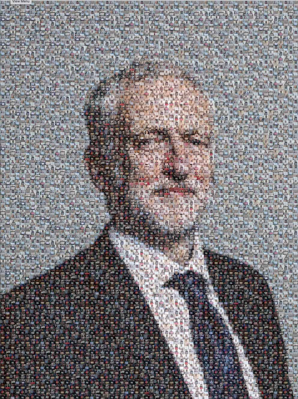 Lots and lots of Jews4Labour make a giant Jeremy Corbyn mosaic