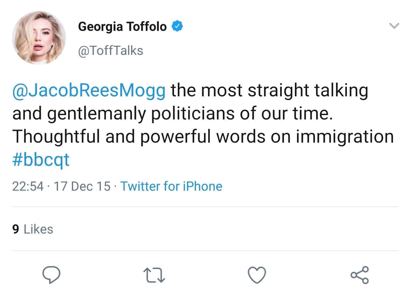 Toff gets stung by her own strong beliefs on immigration controls