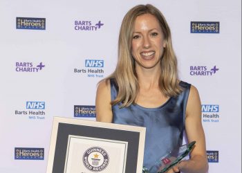 Jessica Anderson is presented a Guinness World Record and Fundraiser Individual Barts Charity Award at the Barts Health Heroes Awards Ceremony, Wednesday 12th February 2020. The Brewery, 52 Chiswell Street, London. Picture: Jon Buckle