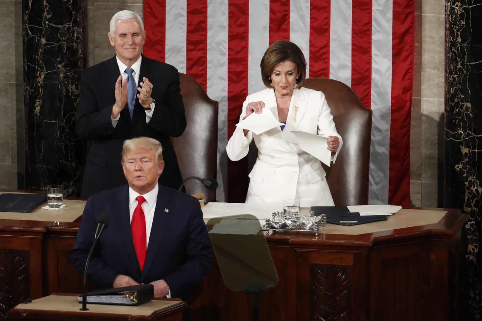Nancy Pelosi rips up Donald Trump’s speech