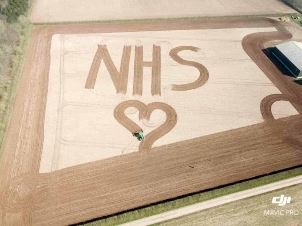 Farmer ploughs love letter to the NHS into his 20 acre field
