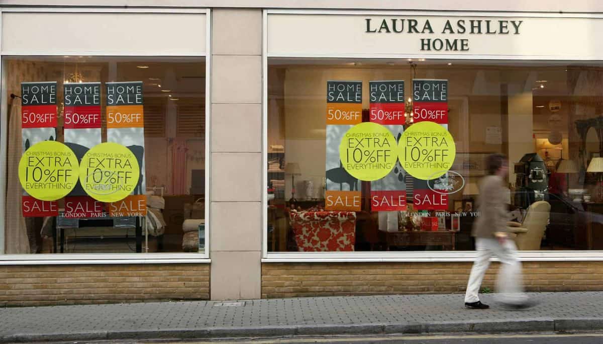 A general view of a Laura Ashley store in South West London as the home furnishings and fashion retailer today said UK like-for-like sales were down almost 10% in the tough trading climate.
