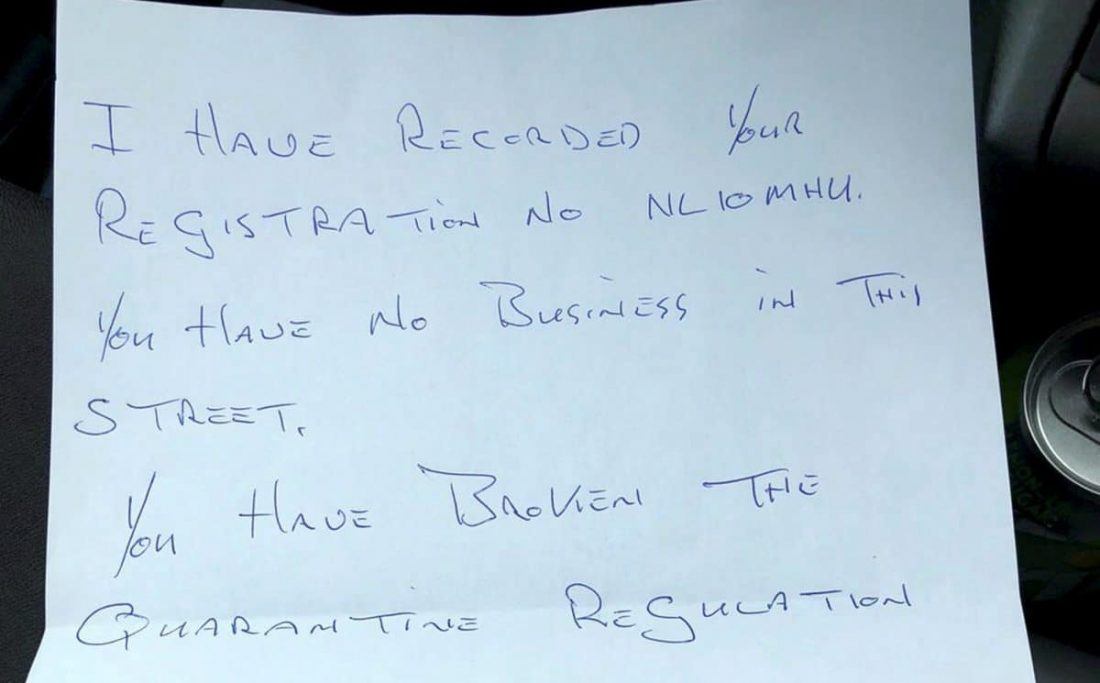 Good Samaritan got angry note as she delivered food to vulnerable friend