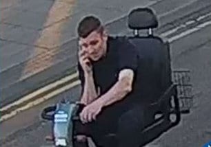 Police hunt man seen on CCTV making getaway on stolen mobility scooter