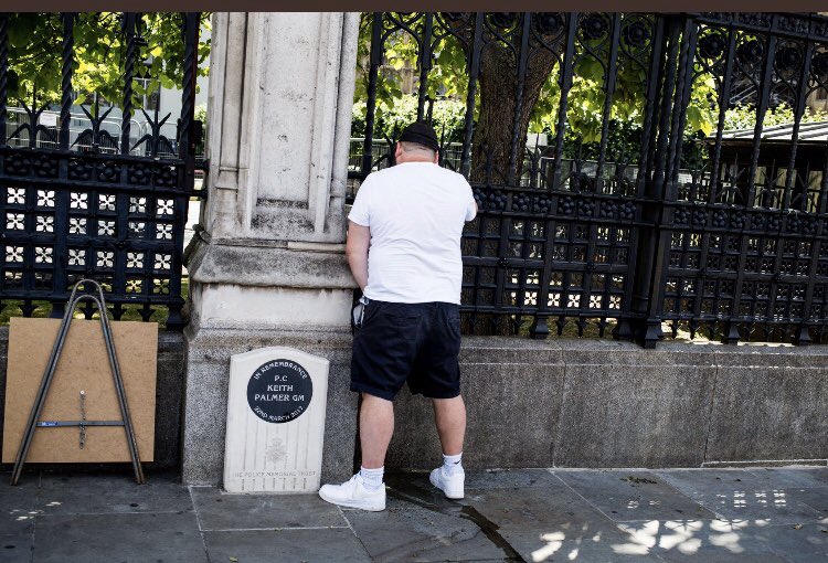 ‘Statue protector’ caught urinating on Westminster terror attack hero’s memorial