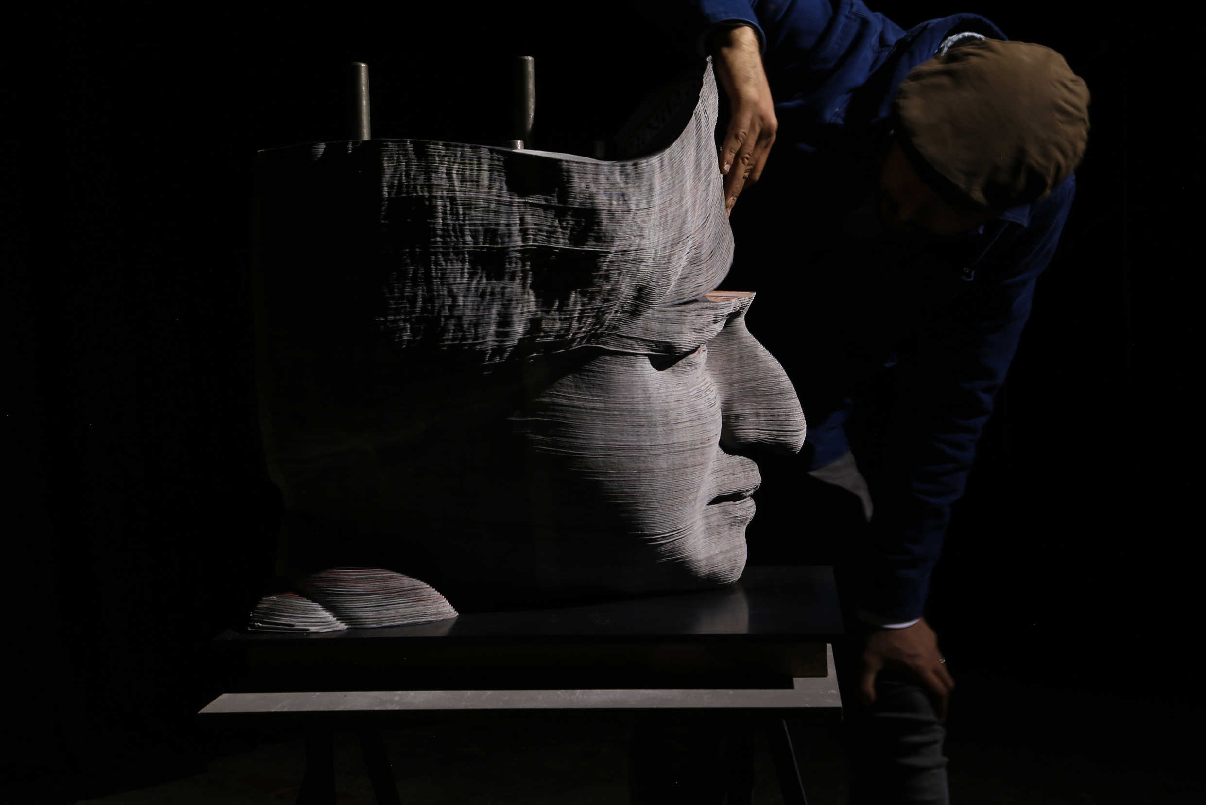 Artist makes Boris Johnson sculpture from 6,277 pages of pandemic newsprint