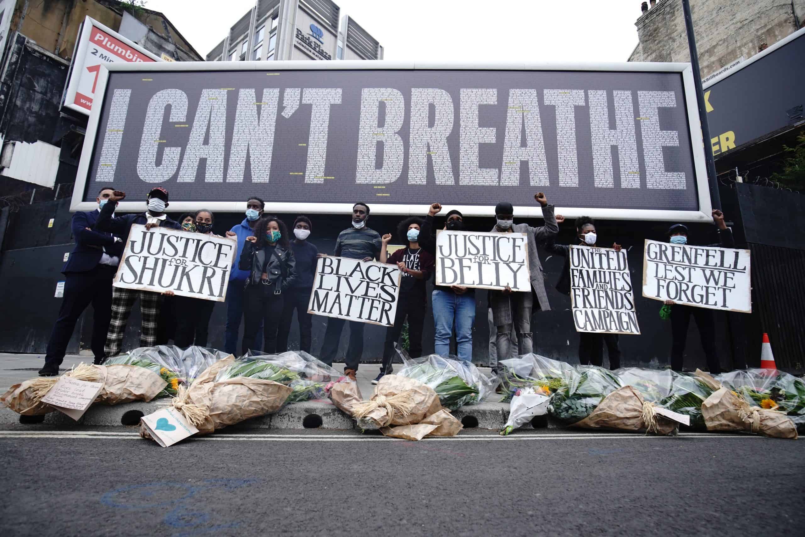 Black Lives Matter unveil billboard on Westminster Bridge Road