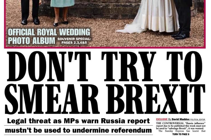 Sunday Express warns “don’t try to smear Brexit” ahead of publication of Russia report
