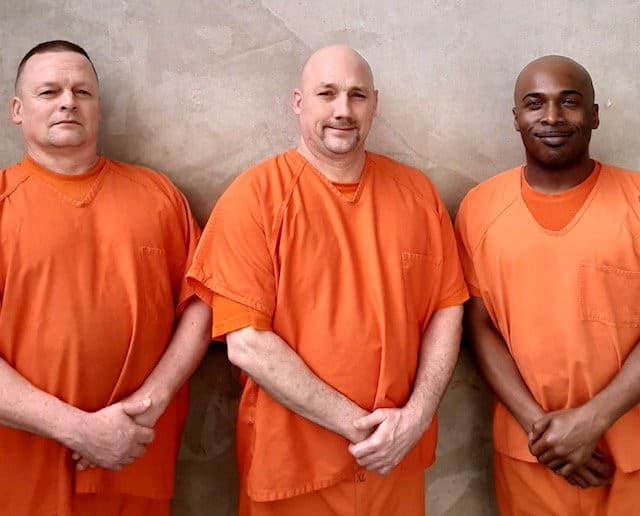 Three inmates who helped save Deputy Hobb, Prisoners Terry Loveless, Walter Whitehead and Mitchell Smalls. Credit;SWNS