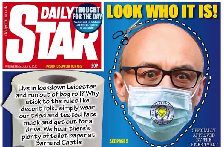 Daily Star provides Dominic Cummings cut-out for people wanting to escape Leicester