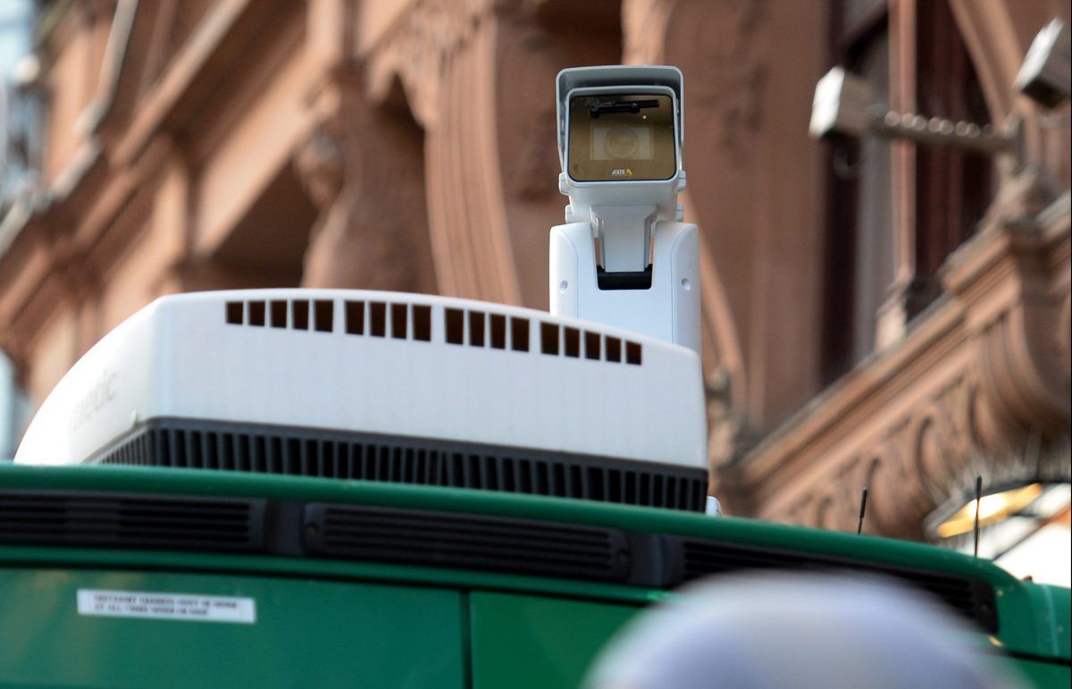 Facial Recognition Technology in use in Leicester Square, London.