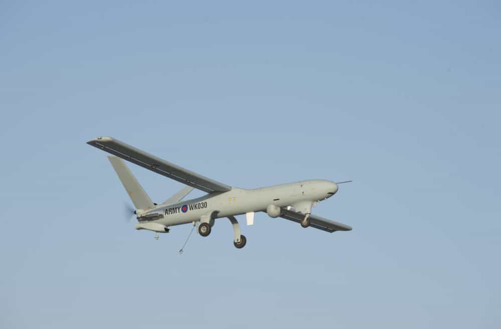 Undated MoD handout photo of a Watchkeeper unmanned aerial vehicle (UAV) at Camp Bastion, Helmand, Afghanistan.