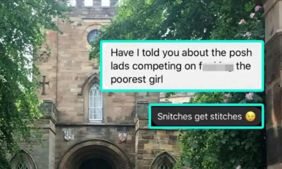 Screenshots leaked from a fresher group chat two weeks ago.  Credit;SWNS