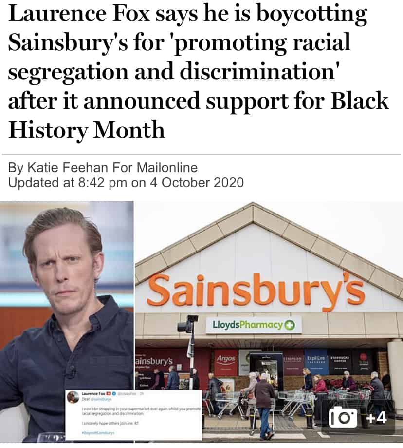 Daily Mail readers react to Laurence Fox Sainsbury’s boycott