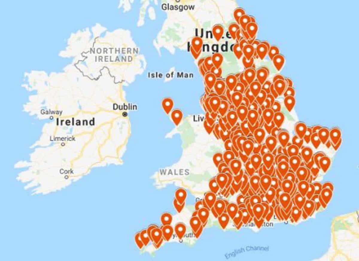 Britain bathed in a sea of red as Free School Meal offers are mapped