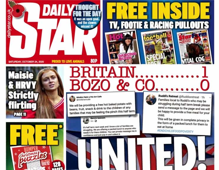 Papers react as caring Brits say: “We’ll feed the kids”