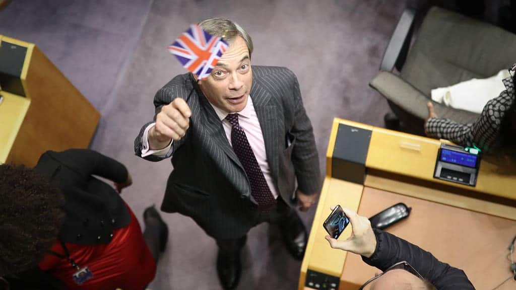 Flag waving Farage says we should have “never signed the deal in the first place”