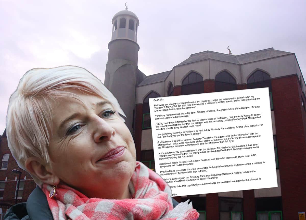 Katie Hopkins tries to sneak out apology after falsely linking mosque to attack on police