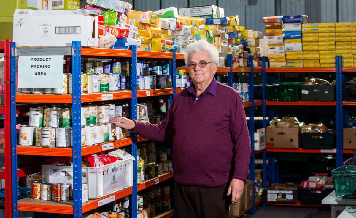 Don Gardner from Transformation CPR Foodbank at the community group's warehouse in Pool, Cornwall. Credit;SWNS