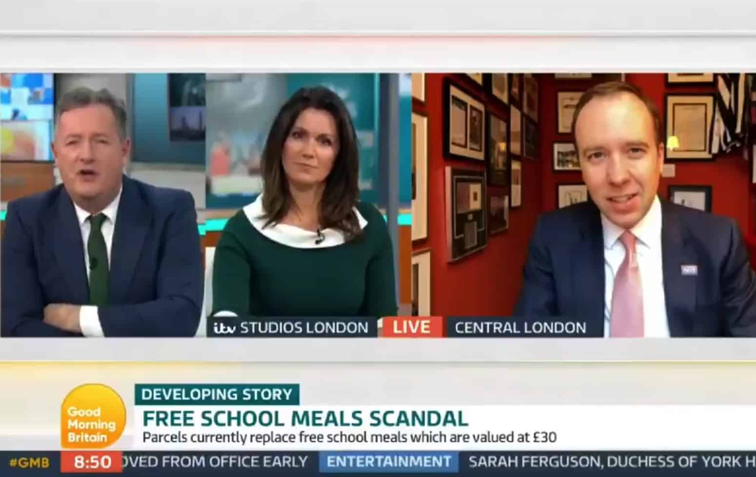 Matt Hancock made to squirm on GMB as Morgan asks: “Do you regret voting against free school meals?”