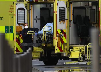 Paramedics and ambulances at the Mater Hospital in Dublin as the head of the Health Service Executive Paul Reid has said the number of people in hospital with Covid-19 has surpassed the peak of the first wave.