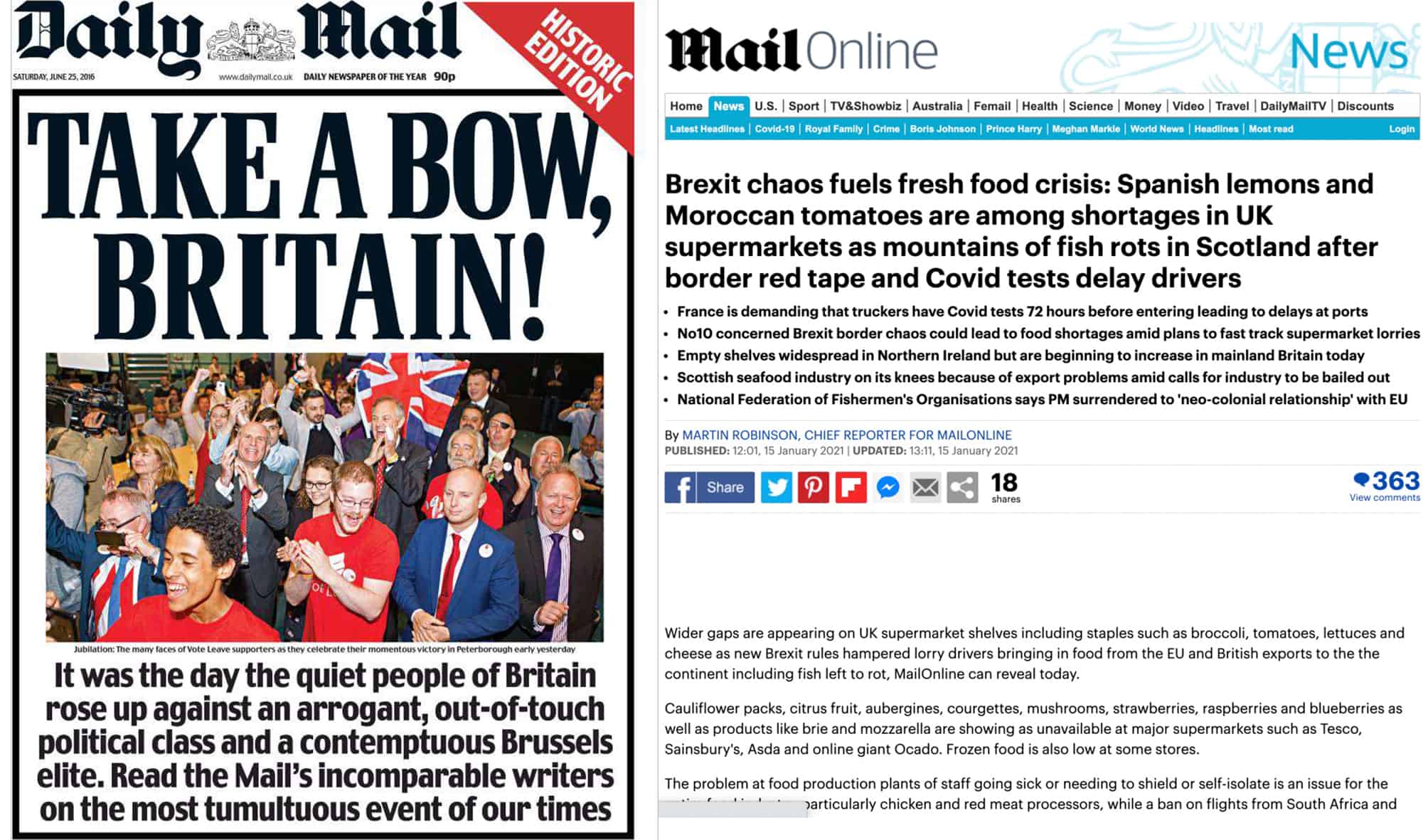 Daily Mail warns of Brexit food crisis as mountains of fish rots and fresh food is held up