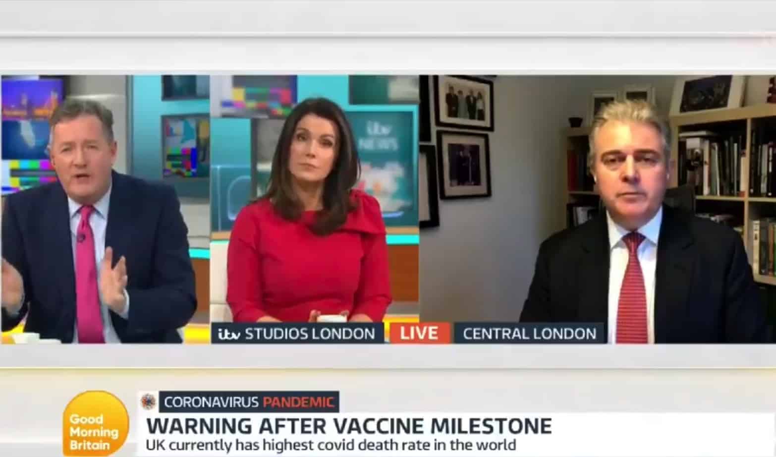 Morgan asks Brandon Lewis: Why do direct comparisons only apply to vaccinations?