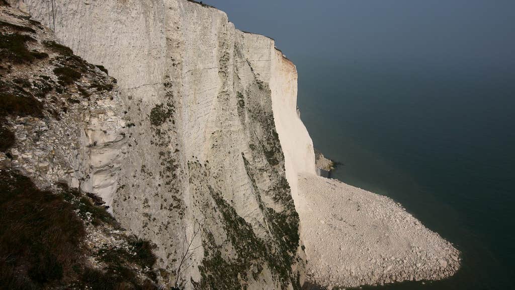Large chunks of White Cliffs of Dover collapse into the sea