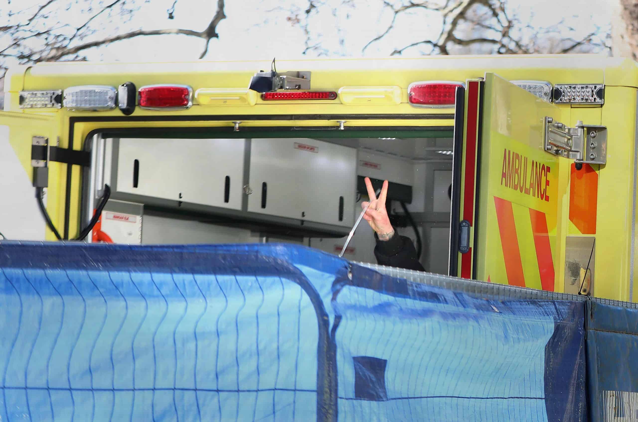 HS2: Final activist leaving Euston tunnels raises peace sign as they are lifted into Ambulance