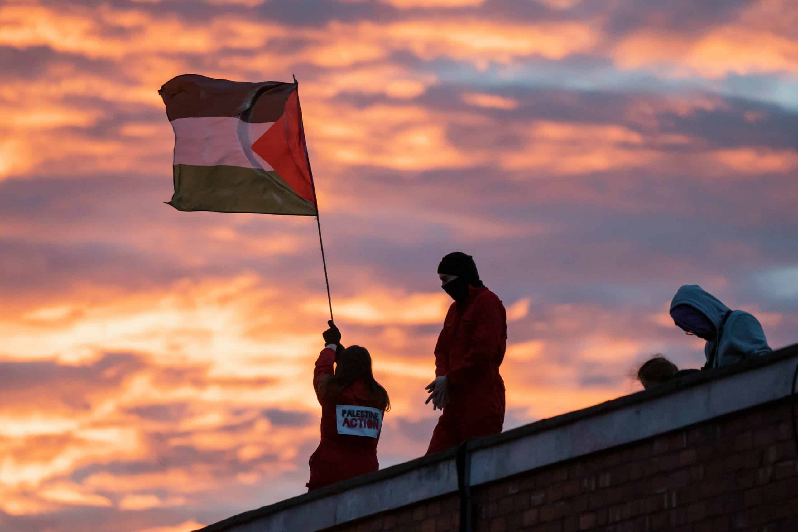 Six arrested after rooftop protest at Israeli-owned ‘drone parts’ factory in UK