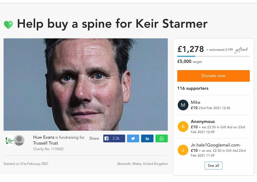 Crowdfunder launched to help buy spine for Keir Starmer