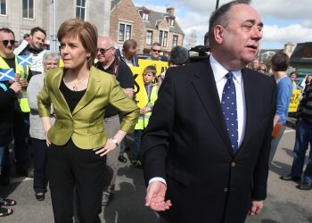First Minister Nicola Sturgeon with Alex Salmond whilst on the General Election campaign trail in Inverurie in the Gordon constituency.
