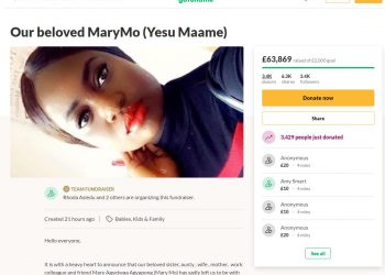 Screengrab taken from the GoFundMe page set up to raise funds for the husband and daughter of Mary Agyeiwaa Agyapong, a pregnant NHS nurse who died from Covid-19 on Sunday. Her baby daughter was delivered by caesarean section and is doing well, according to Luton and Dunstable University Hospital, where Ms Agyapong worked as a nurse for five years.
