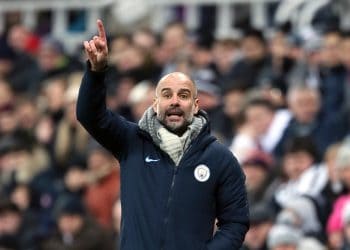 Manchester City manager Pep Guardiola gestures on the touchline during the Premier League match at St James' Park, Newcastle.