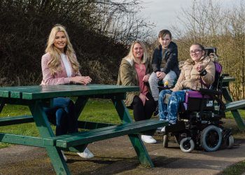 McCain supports the Family Fund, featuring the Waite family (mum Kirsty, with Heidi (13) and Noah (8)) and Christine McGuinness, in Runcorn, Cheshire, March 22 2021. Credit;SWNS