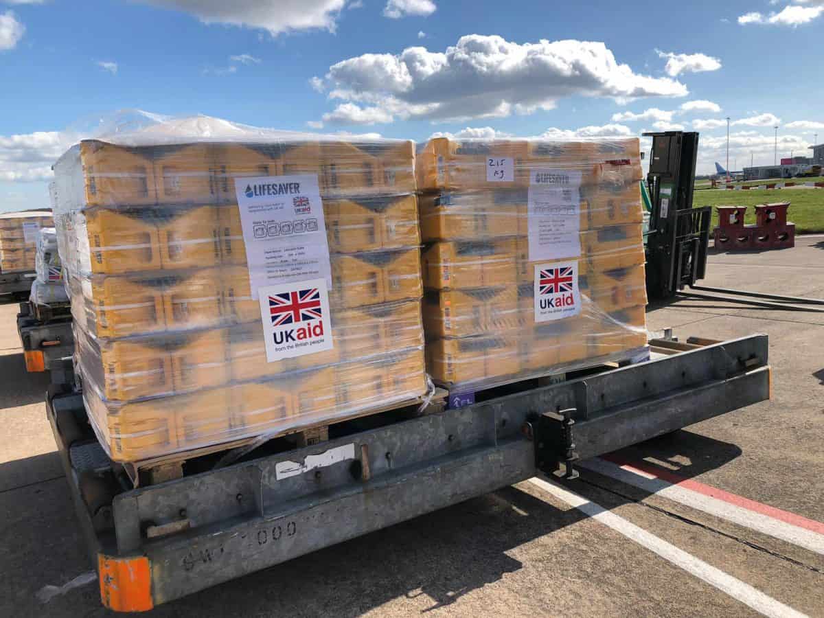 Department for International Development handout photo of UK aid waiting to be loaded onto a plane at Doncaster-Sheffield airport for Maputo in Mozambique to help those caught up in the devastation caused by Cyclone Idai in south-east Africa. Credit;PA