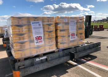Department for International Development handout photo of UK aid waiting to be loaded onto a plane at Doncaster-Sheffield airport for Maputo in Mozambique to help those caught up in the devastation caused by Cyclone Idai in south-east Africa. Credit;PA
