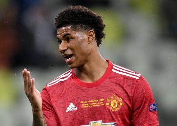 Manchester United's Marcus Rashford during the UEFA Europa League final, at Gdansk Stadium, Poland. Picture date: Wednesday May 26, 2021.