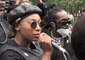 File video grab dated 30/08/2020 of activist Sasha Johnson speaking during the Million People March in London. The mother-of-three is in a critical condition in hospital after she was shot in the head during the early hours of Sunday. Issue date: Sunday May 23, 2021.