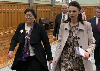Cindy Kiro, left, and Prime Minister Jacinda Ardern, right, walk together through Parliament Building Monday, May 24, 2021, in Wellington, New Zealand. Kiro was named as New Zealand's next governor-general, the first Indigenous Maori woman appointed to the role.(AP Photo/Nick Perry)