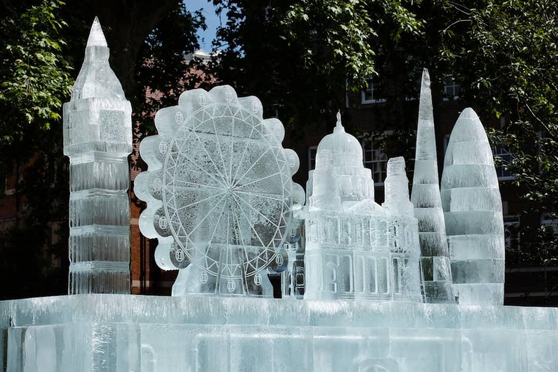Giant ice sculpture larger than a double-decker bus unveiled in London