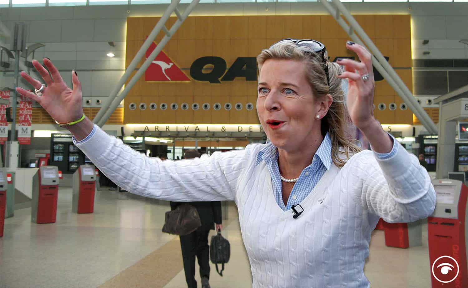 Katie Hopkins pictured at Sydney Airport as she is deported from Aus