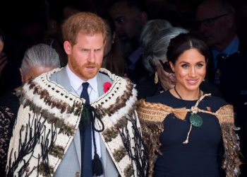 The Duke and Duchess of Sussex wear traditional Maori cloaks called Korowai during a visit to Te Papaiouru, Ohinemutu, in Rotorua, before a lunch in honour of Harry and Meghan, on day four of the royal couple's tour of New Zealand.