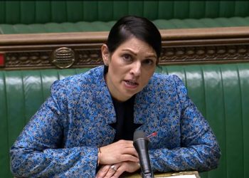 Home Secretary Priti Patel speaking in the House of Commons, London, in the aftermath of last Saturday's vigil for murdered Sarah Everard on Clapham Common. Picture date: Monday March 15, 2021.