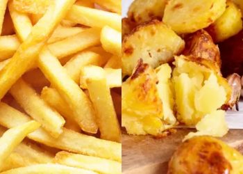 Chips and roast potatoes
