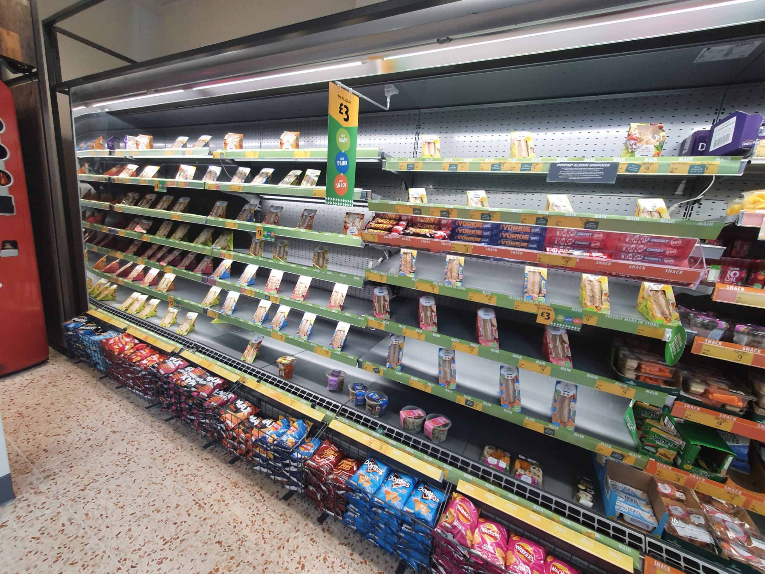 In Pics – Supermarket stackers valiantly try to hide lack of stock
